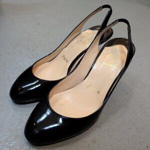 Christian Louboutin Black Patent Leather Slingbacks
